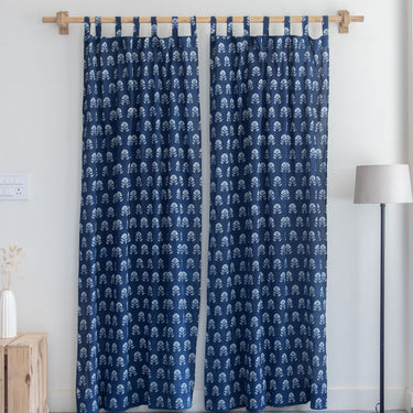 Floral Hand Block Printed Modern Curtains for Living Room
