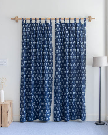 Floral Hand Block Printed Modern Curtains for Living Room