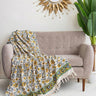 Floral Hand Block Printed Organic Cotton 2, 3 Seater Sofa Throws