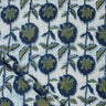 Floral Indigo Blue Pure Cotton Kantha Fabric