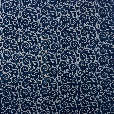 Floral Indigo Cotton Natural Hand Block Print Fabric