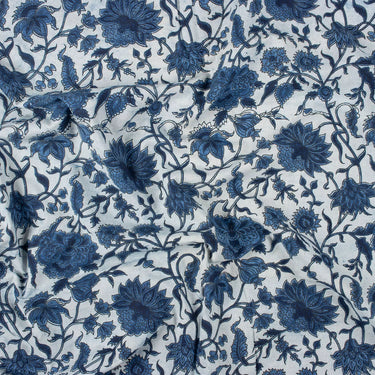 Floral Indigo Printed Cotton Fabric Online