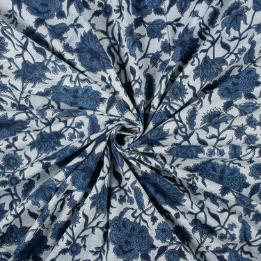 Floral Indigo Printed Cotton Fabric Online