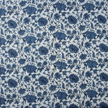 Floral Indigo Printed Cotton Fabric Online