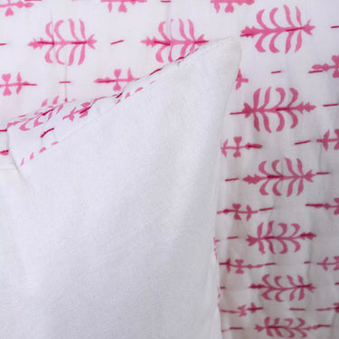 Floral Printed Kantha Hand Stitched Cotton Quilted Pillow Cover