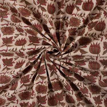 Floral Pure Cotton Hand Block Printed Dabu Kashish Fabric