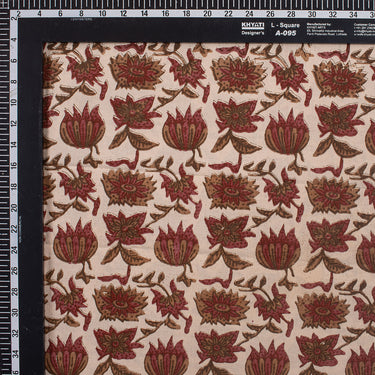 Floral Pure Cotton Hand Block Printed Dabu Kashish Fabric