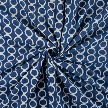 Geometric Indigo Blue Hand Block Print Fabric