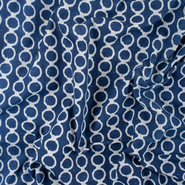 Geometric Indigo Blue Hand Block Print Fabric