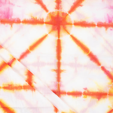 Geometric Orange Tie and Dye Shibori Cotton Fabric