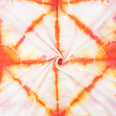 Geometric Orange Tie and Dye Shibori Cotton Fabric