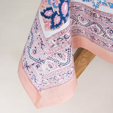 Gift Sets For Her Natural Block Floral Printed Table Cover & Napkins