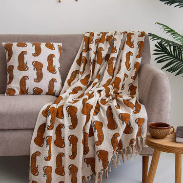 Gift Sets for Women - Leopard Print Sofa Throw & Cushion Cover