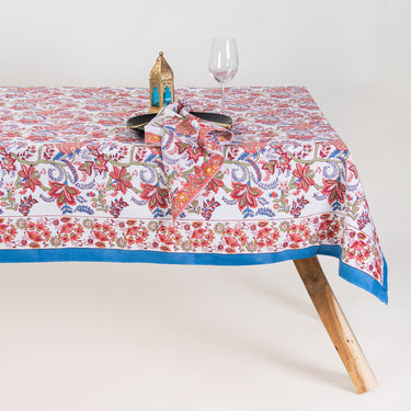 Gifts For Women Block Floral Print Tablecloth & 6 Napkins