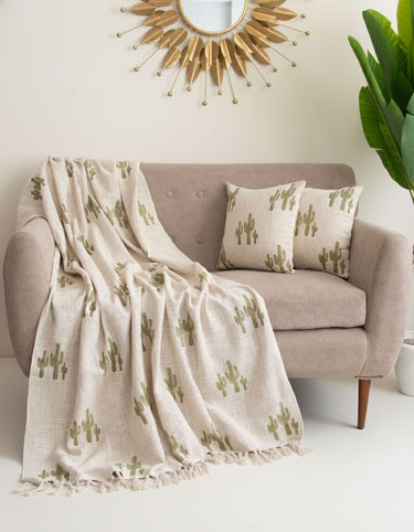Gifts Sets for Her Printed Cotton Sofa Throw & Cushion Cover