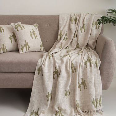 Gifts Sets for Her Printed Cotton Sofa Throw & Cushion Cover