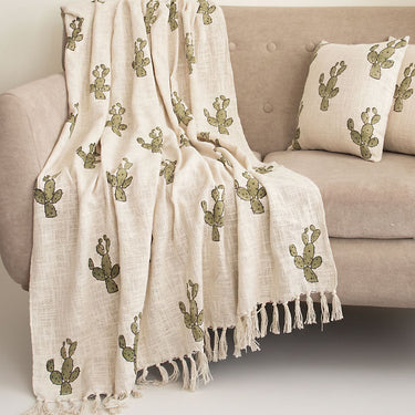Gifts for Women - Block Printed Sofa Throw with Cushion Cover
