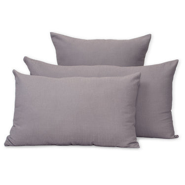 Gray Blue Cotton Handmade Waffle Cushion Cover