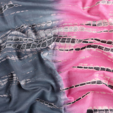Gray Pink Handmade Shibori Tie Dye Cotton Fabric