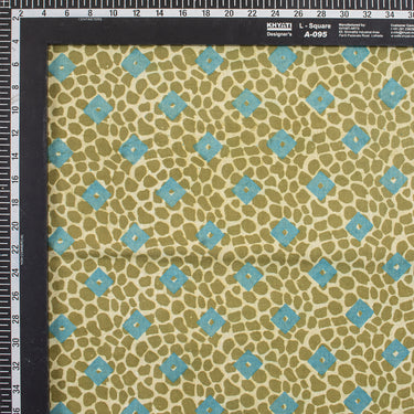 Green Cotton Polkas Dot Hand Block Printed Dabu Fabric