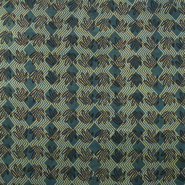 Green Floral Dabu Hand Block Print Kantha Fabric
