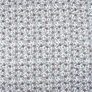 Green Floral Print Cotton Fabric