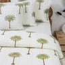 Green Palm Tree Print Cotton Kantha Quilt For Heavy Winter