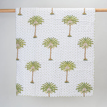 Green Palm Tree Print Pure Cotton Baby Blankets For Winter
