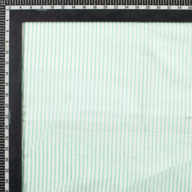 Green Stripe Hand Block Printed Pure Cotton Fabric