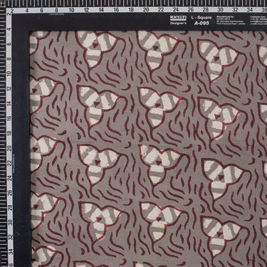 Grey Floral Cotton Dabu Kashish Printed Fabric
