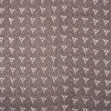 Grey Floral Cotton Dabu Kashish Printed Fabric