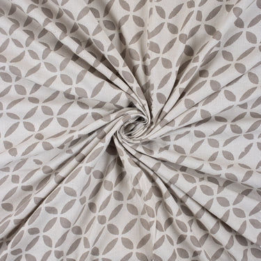 Grey Floral Dabu Kashish Cotton Hand Block Print Fabric