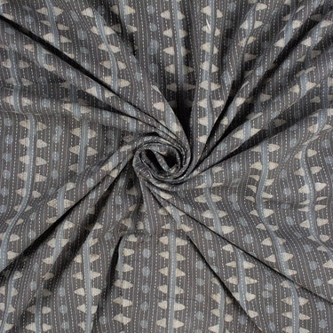 Grey Kashish Hand Block Printed Cotton Kantha Fabric