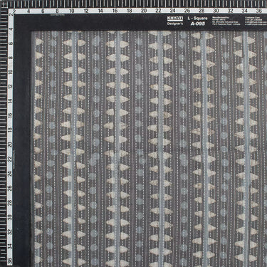 Grey Kashish Hand Block Printed Cotton Kantha Fabric