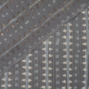 Grey Kashish Hand Block Printed Cotton Kantha Fabric