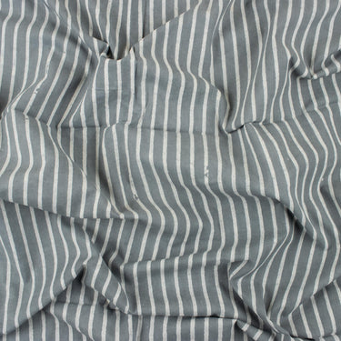 Grey Stripe Pure Cotton Kashish Dabu Hand Block Print Fabric