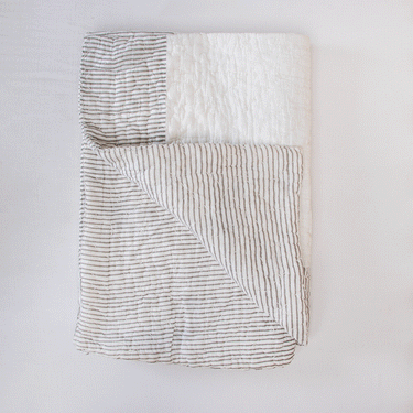 Grey Striped Printed Cotton Baby Blankets & Quilts