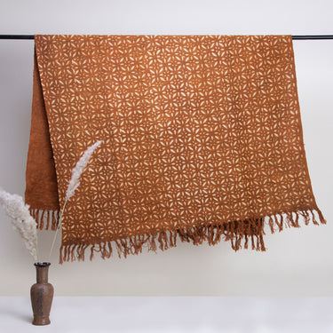 Brown Hand Block Floral Printed Cotton Throws for Couch Decor