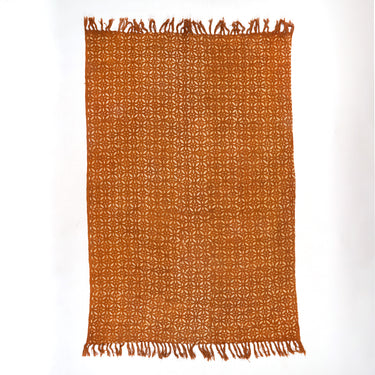 Brown Hand Block Floral Printed Cotton Throws for Couch Decor