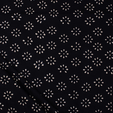 Hand Block Cotton Printed Black and White Fabric