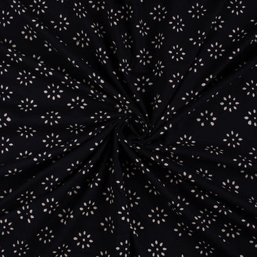 Hand Block Cotton Printed Black and White Fabric