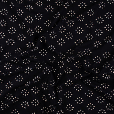 Hand Block Cotton Printed Black and White Fabric