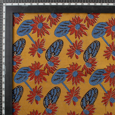 Hand Block Floral Bagru Print Fabric