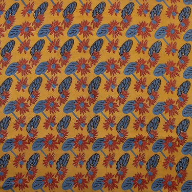 Hand Block Floral Bagru Print Fabric