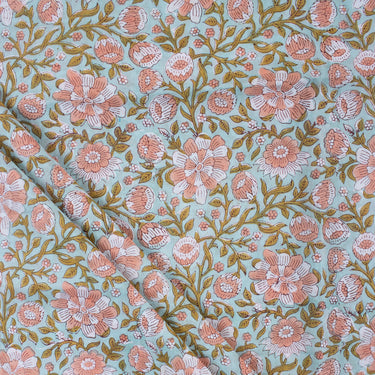 Hand Block Floral Multicolor Printed Cotton Fabric