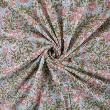 Hand Block Floral Multicolor Printed Cotton Fabric