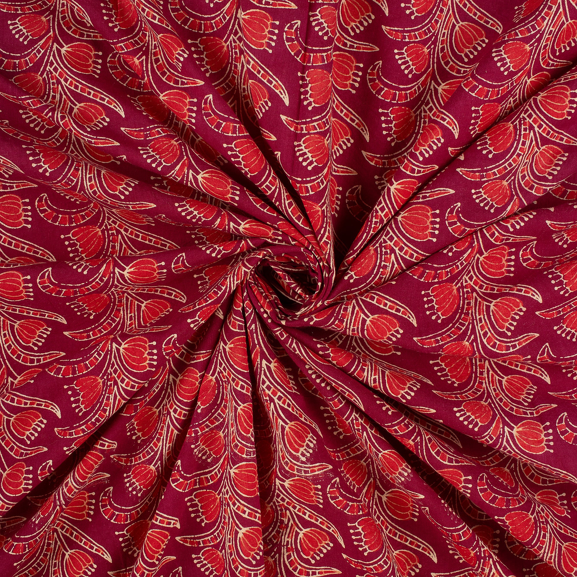 Maroon Block R Buy Hand Block Floral Print Maroon Cotton Ajrakh Fabric Online – Dmaasa