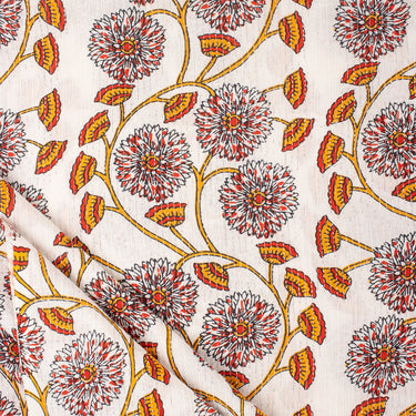 Hand Block Floral Print Pure Cotton Katntha  Fabric