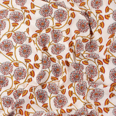 Hand Block Floral Print Pure Cotton Katntha  Fabric