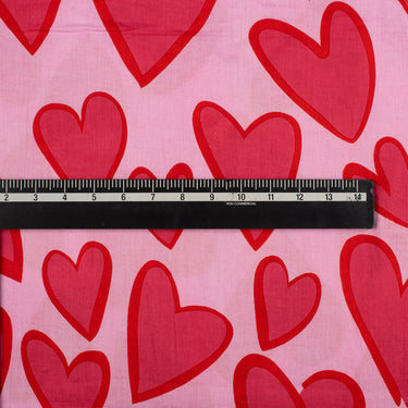 Hand Block Heart Shape Print Cotton Fabric